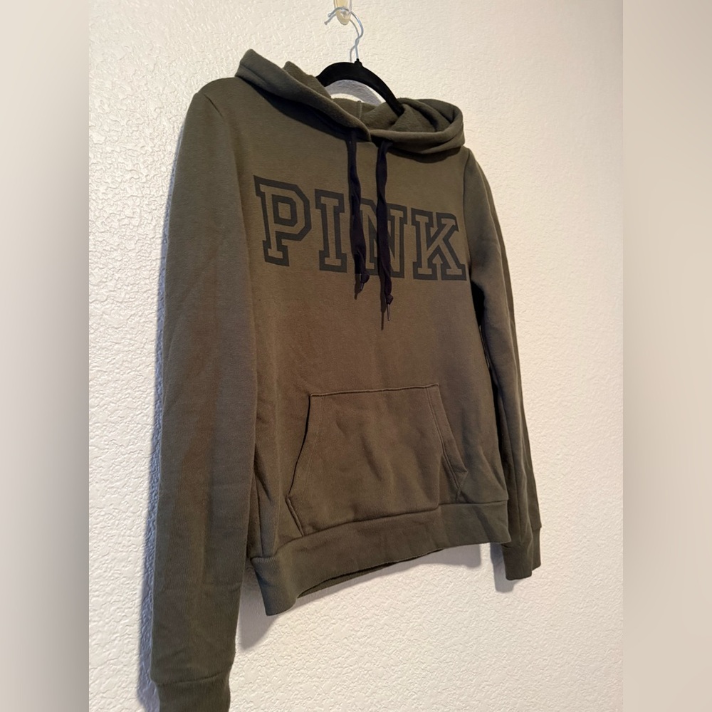 PINK Victoria’s Secret Olive Green Hoodie XSmall - Picture 6 of 8